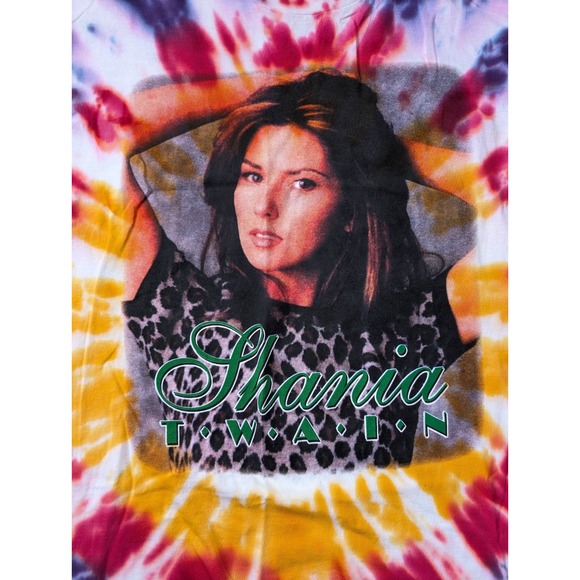 Vintage Shania Twain Tie-Dye Shirt Mens XL 1998 Tour Tee Double Sided - Picture 2 of 7
